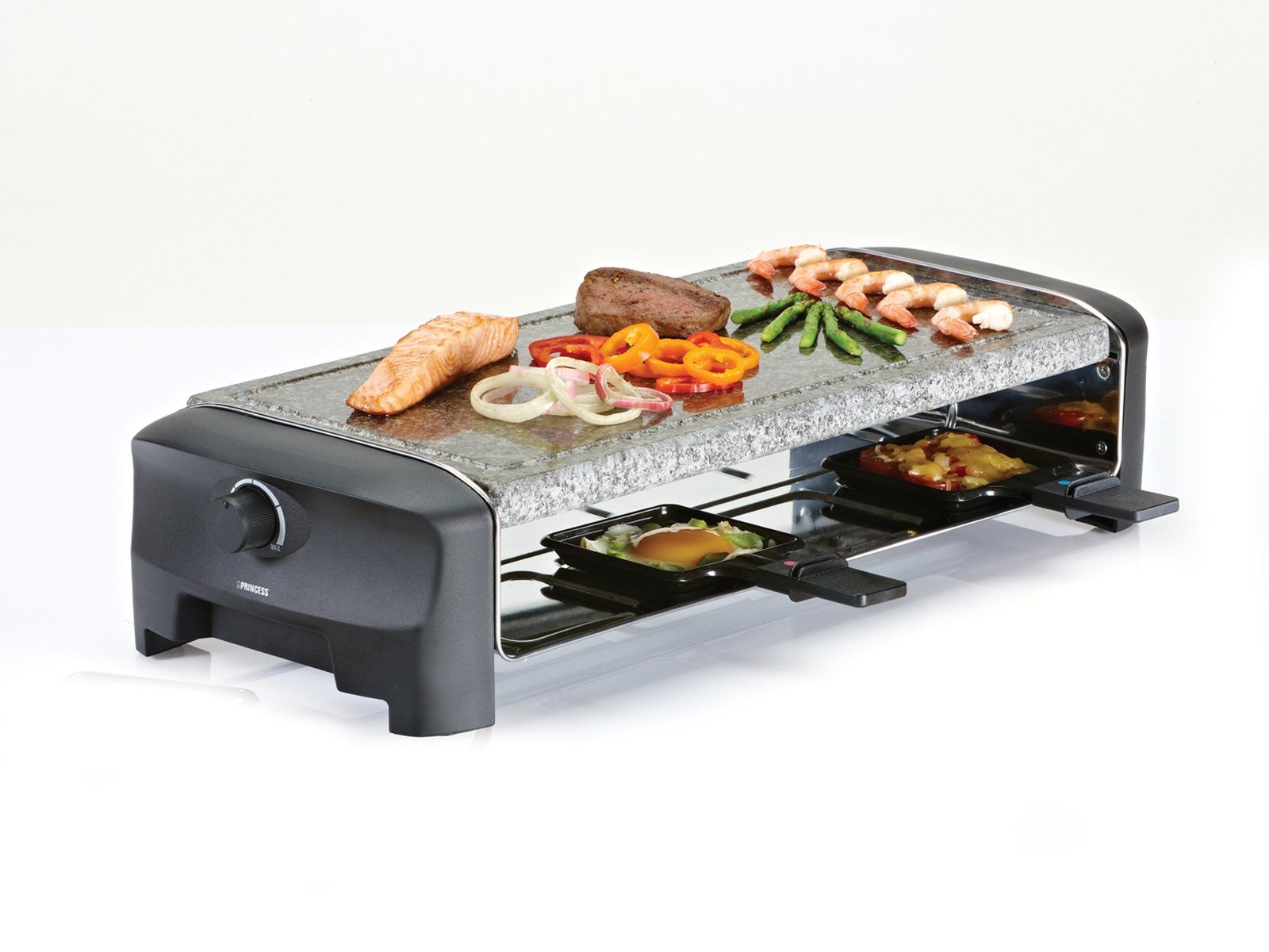 Setpoint Raclette, 1300 W, Stonegrillparty großer Tischgrill 8 Personen Gerät heißer Stein-Platte
