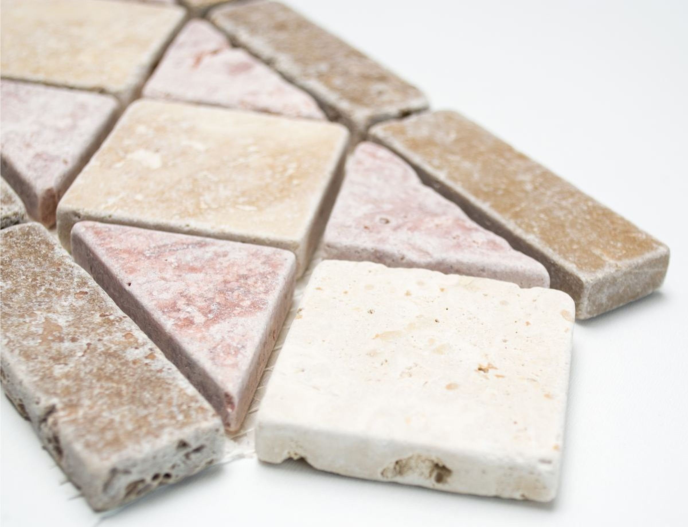 Mosani Fliesen-Bordüre Borde Bordüre Travertin Naturstein beige creme rot teracotta braun