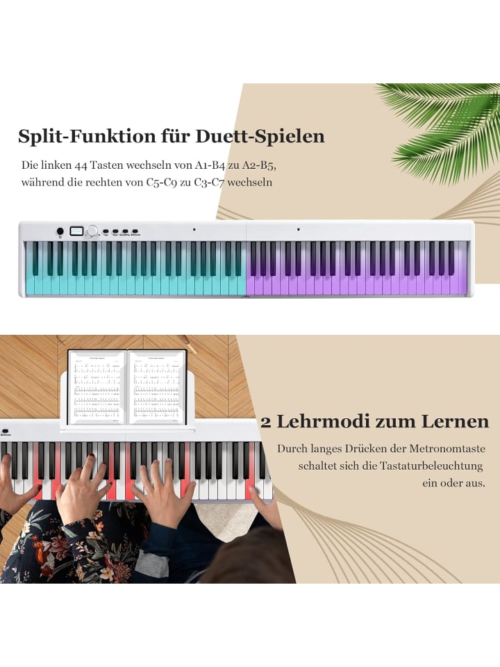 COSTWAY Elektroklavier 88 Tastatur in Weiß günstig kaufen 30 cm