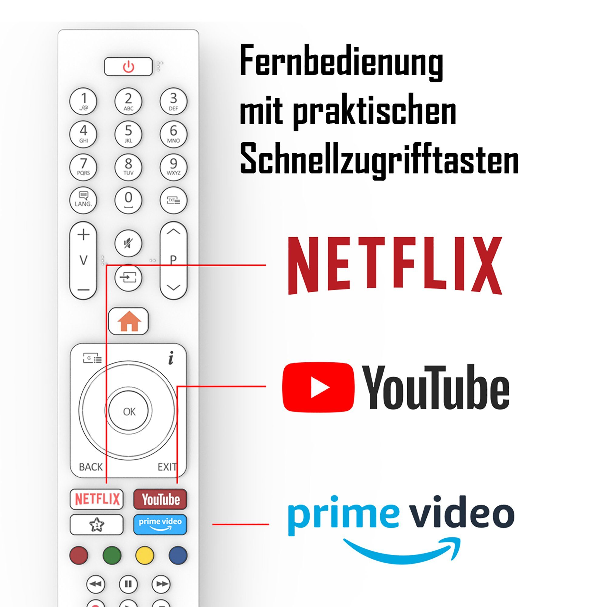 Telefunken XF43K550-W LCD-LED Fernseher (108 cm/43 Zoll, Full HD, Smart TV, Triple-Tuner, HDR, 6 Monate HD+ gratis)