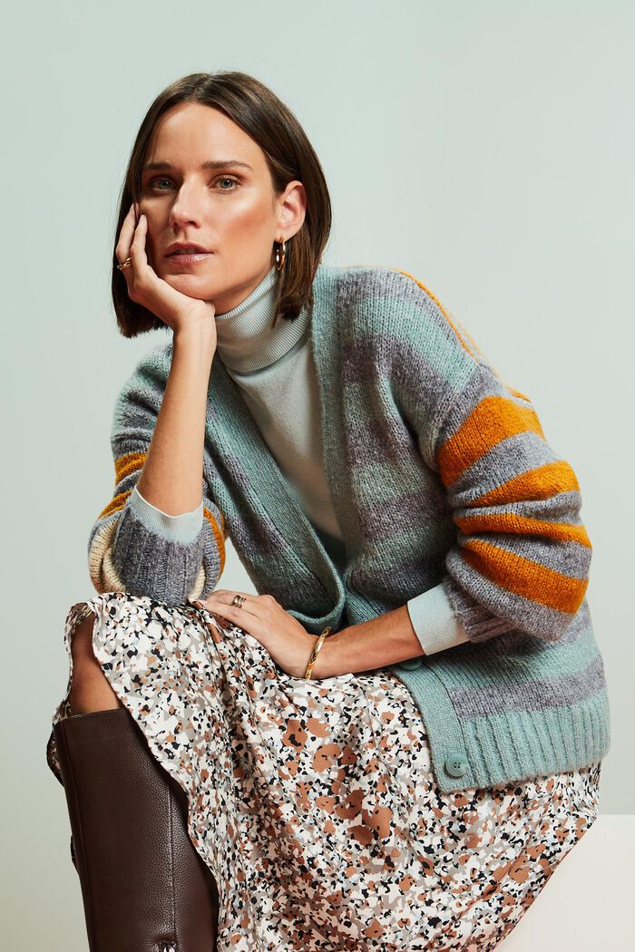 Gestreifter Cardigan aus Wollmix