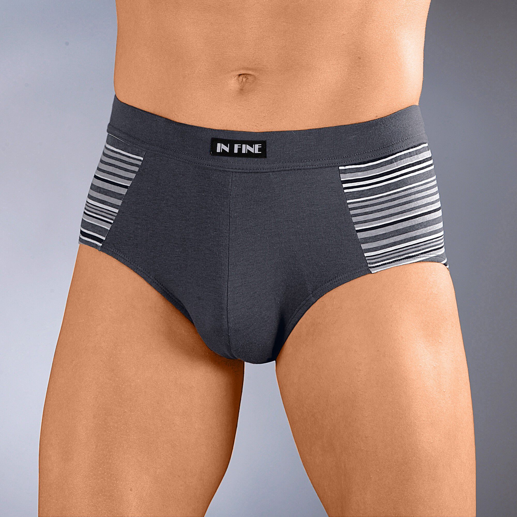 Slip fermé élastiqué taille haute rayures fil teint