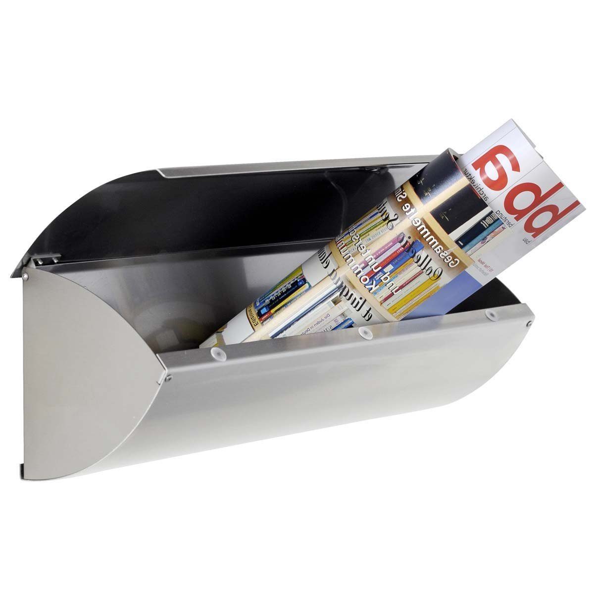 Max Knobloch Briefkasten Max Knobloch ELMIRA extra großes Zeitungsfach Edelstahl DZ4000-7 mit Beschriftung Zeitungen