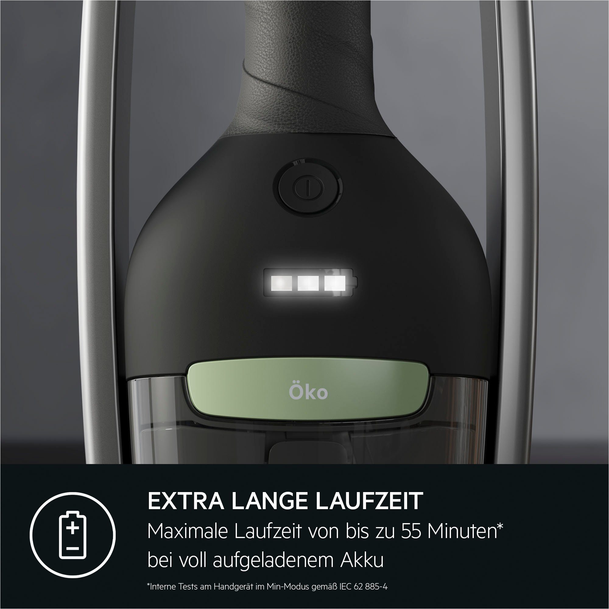 AEG Akku-Hand-und Stielstaubsauger CLEAN ÖKO 6000 (AS62B25ÖKO), beutellos, 2in1, leise 79dB(A), 47 % Recyclingmaterial, bis zu 55 Min. Laufzeit