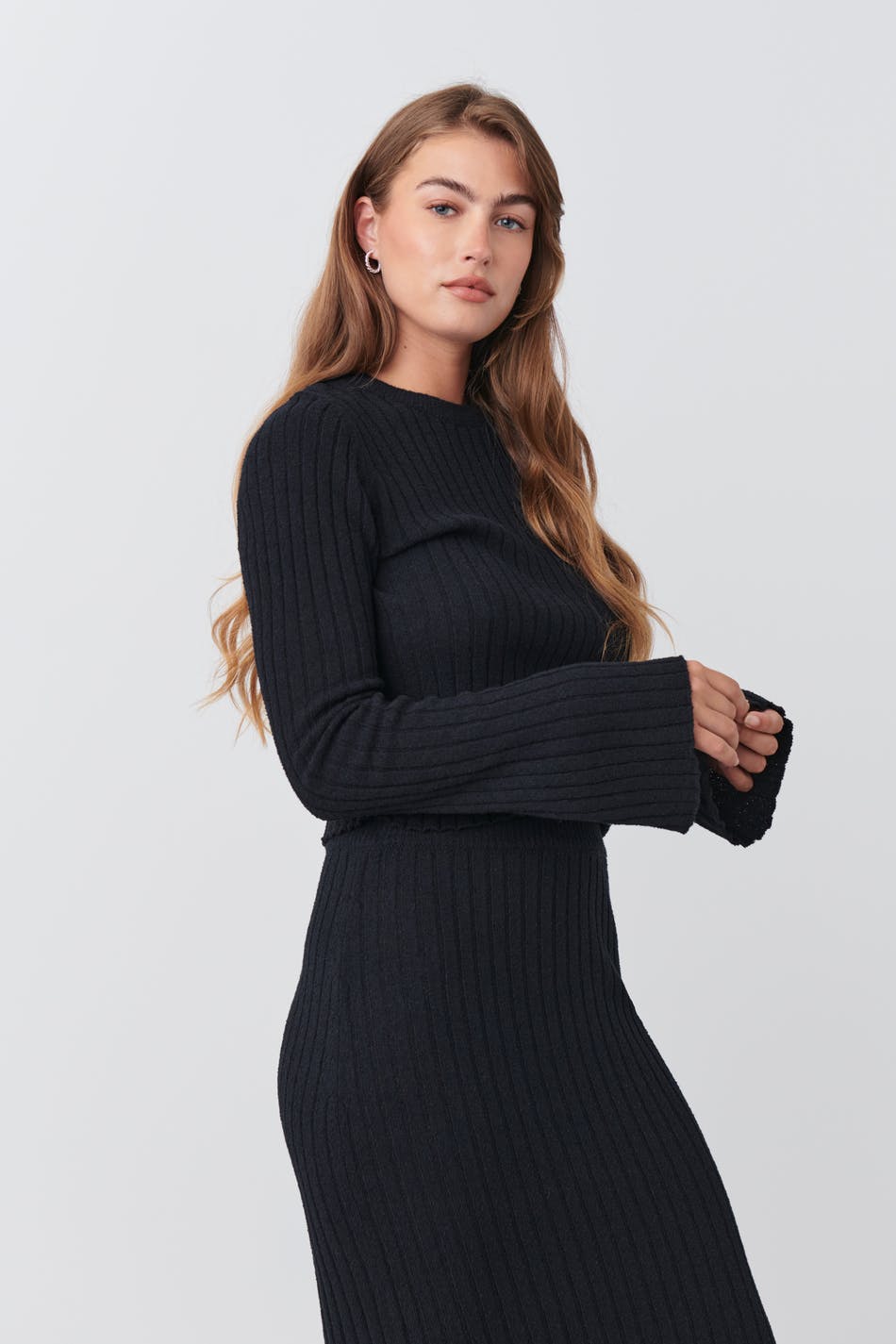 Wide sleeve knit top
