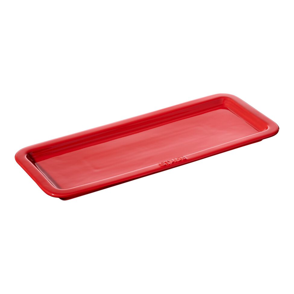 Servierteller 36 cm x 14 cm, Keramik, Kirsch-Rot