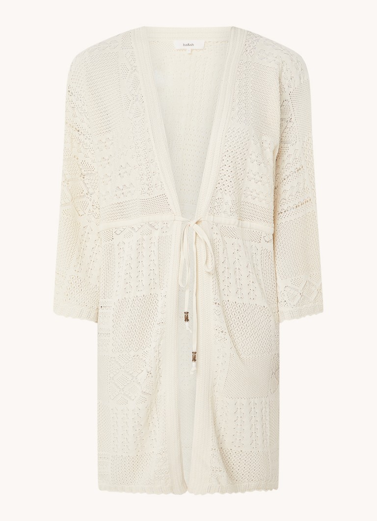 Cardigan fin tricotat cu arin de la ba&sh, cu model ajurat