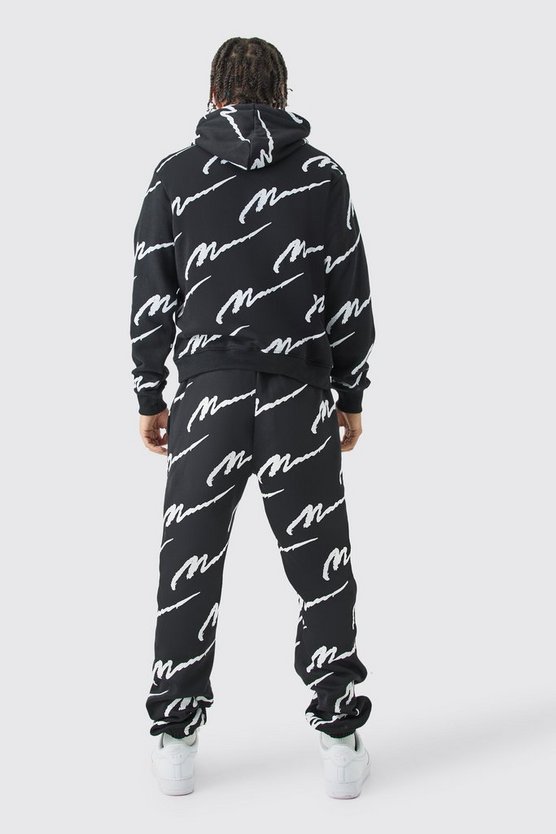 Man Signature Hoodie mit Print