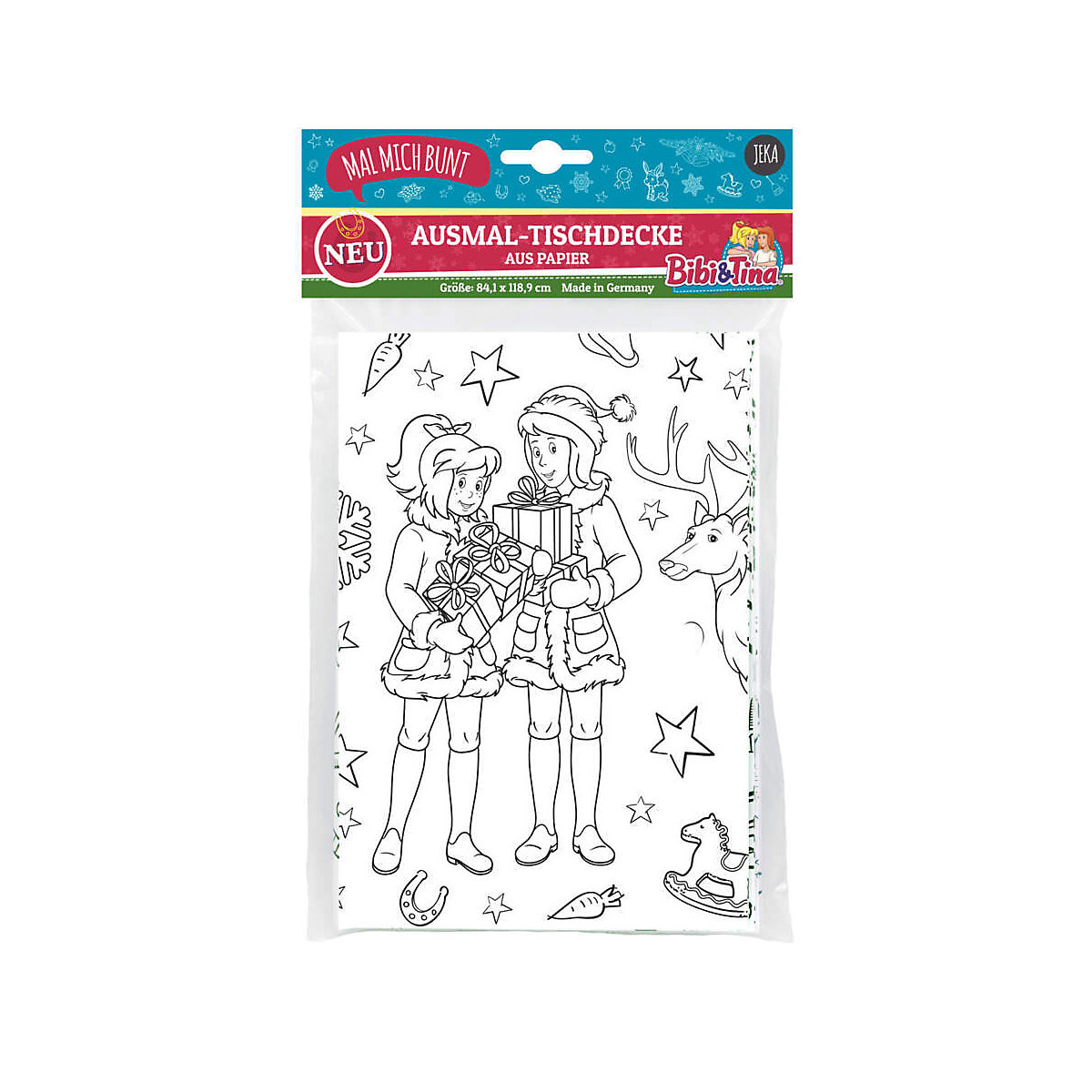Mal Mich Bunt Ausmal-Tischdecke aus Papier Bibi & Tina Weihnachten
