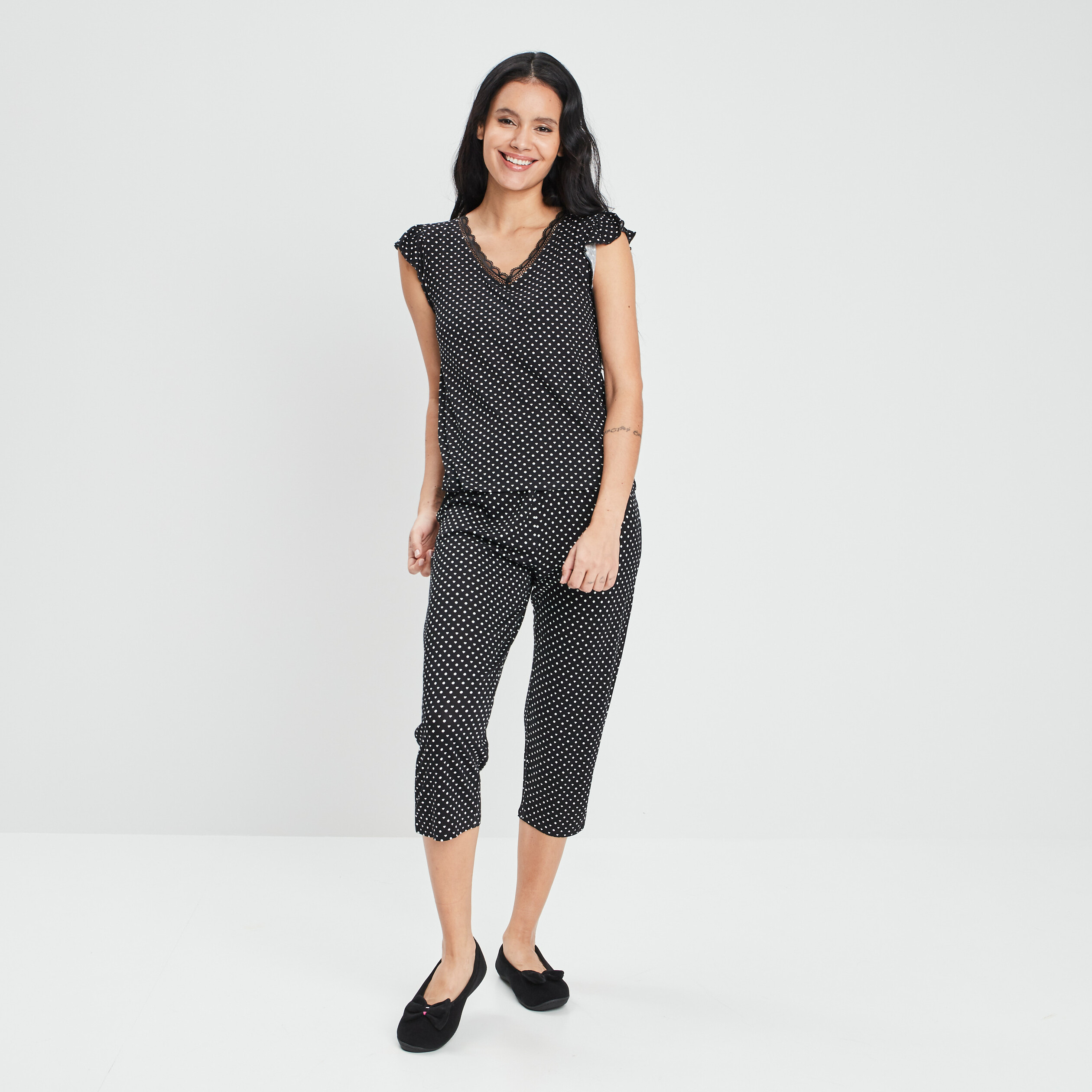 Ensemble pyjama 2 pièces noir femme | La Halle