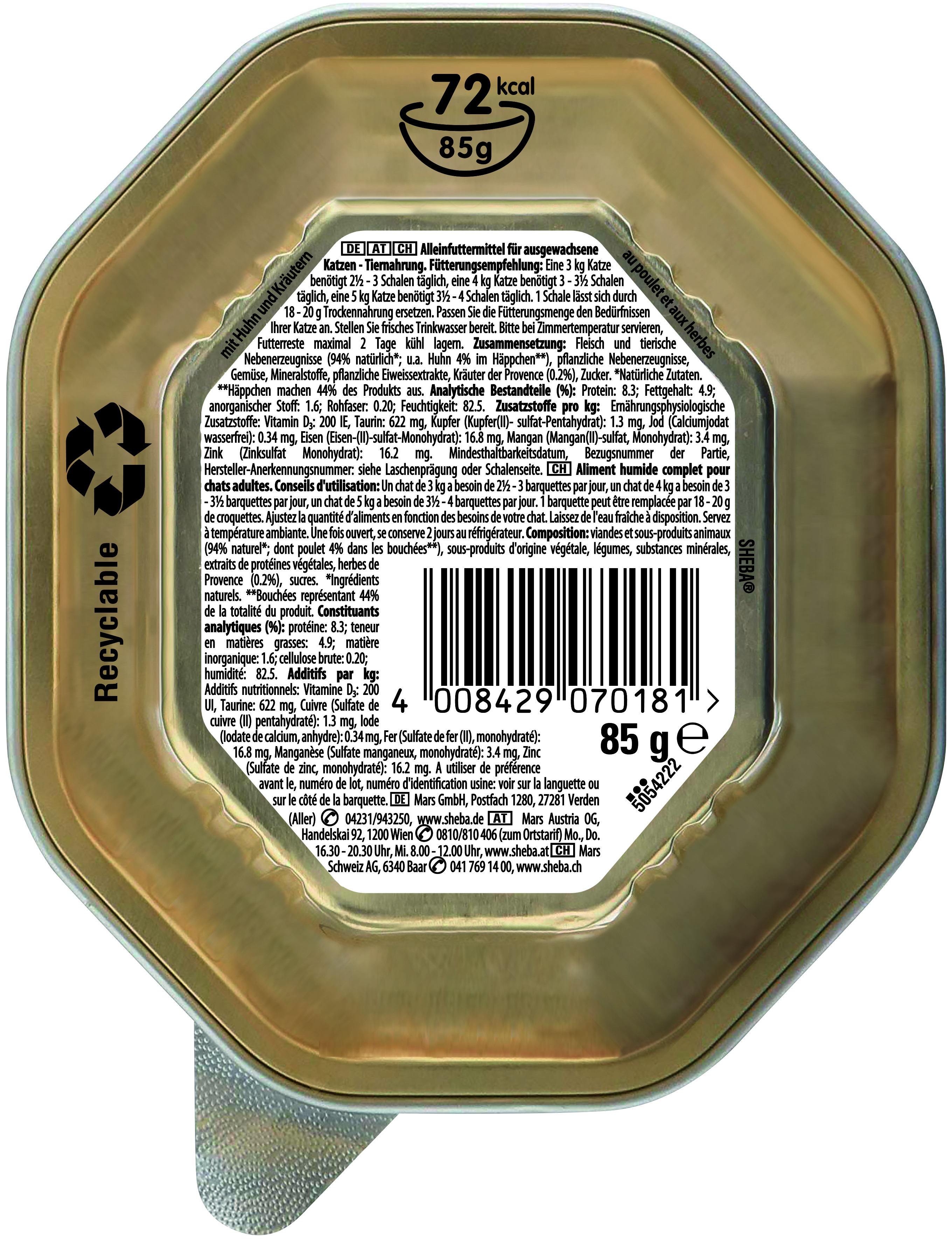 Sheba Nassfutter Sheba Sauce Spéciale 22x85g Huhn, in Kräutersauce