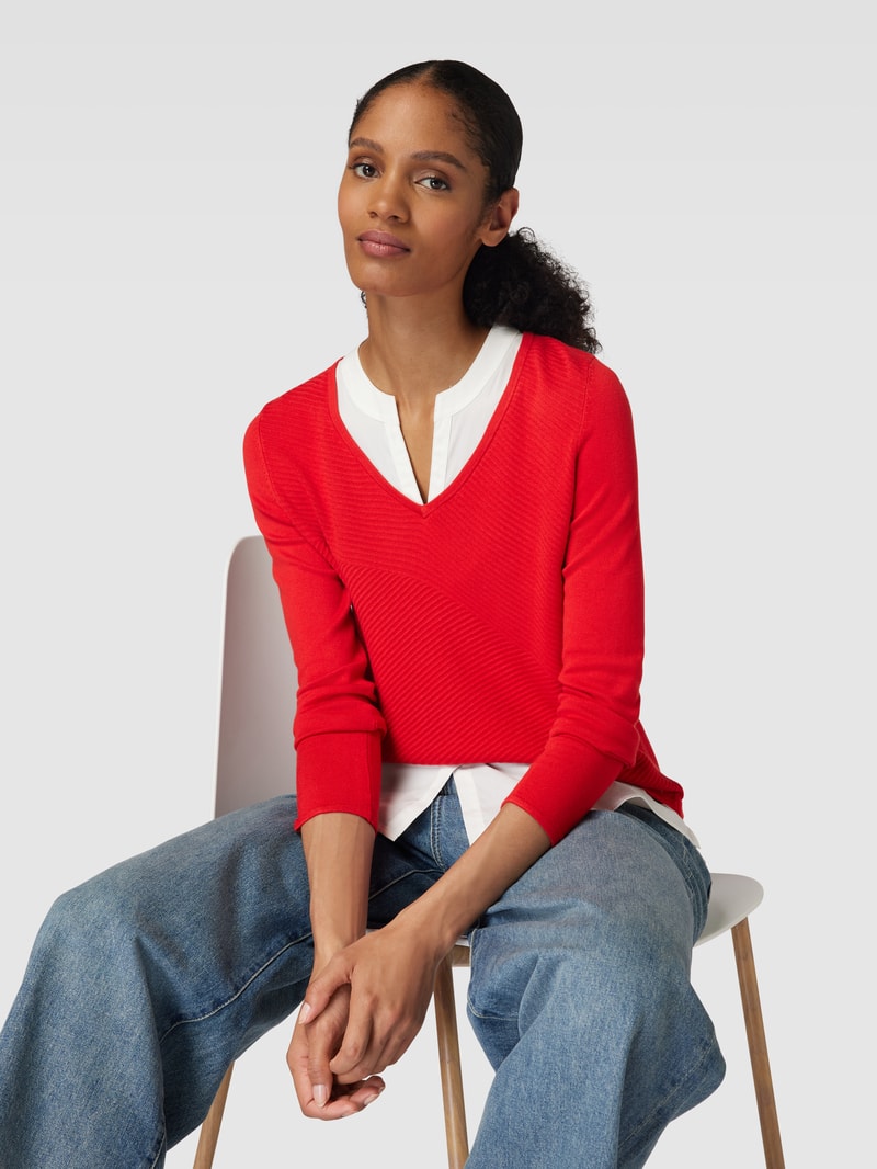 Strickpullover im Double-Layer-Look in rot
