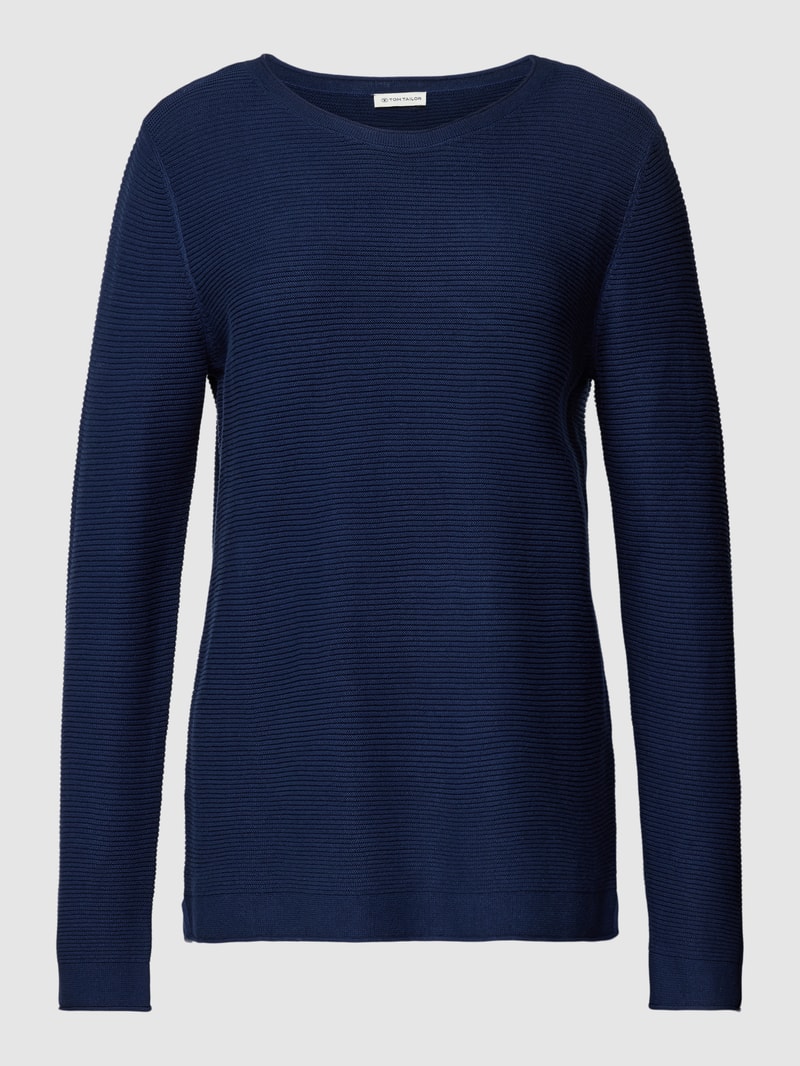 Strickpullover mit Rundhalsausschnitt in bleu