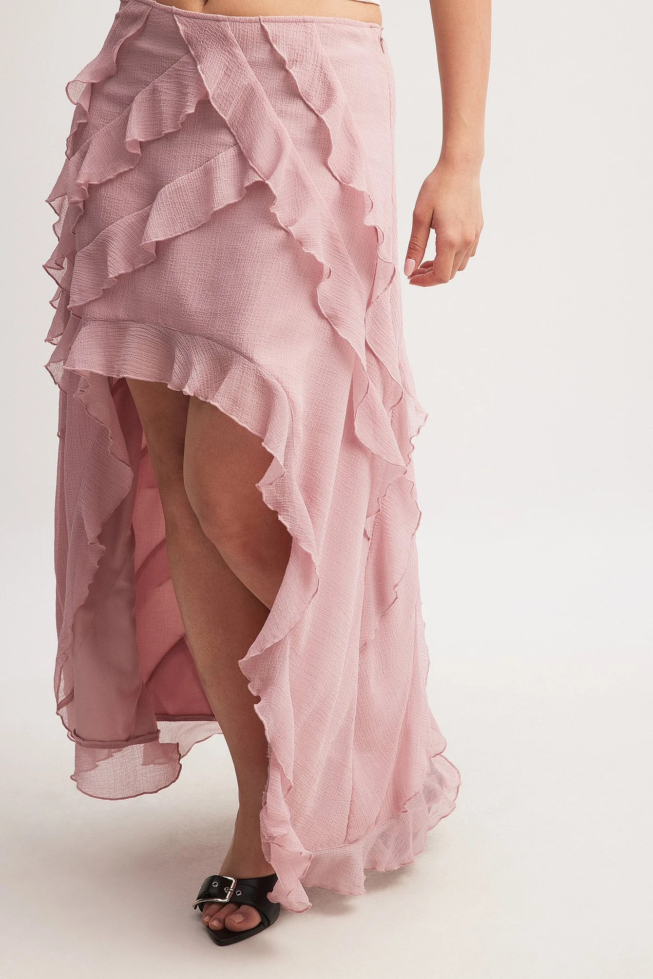 Chiffon-Maxirock mit Rüschen