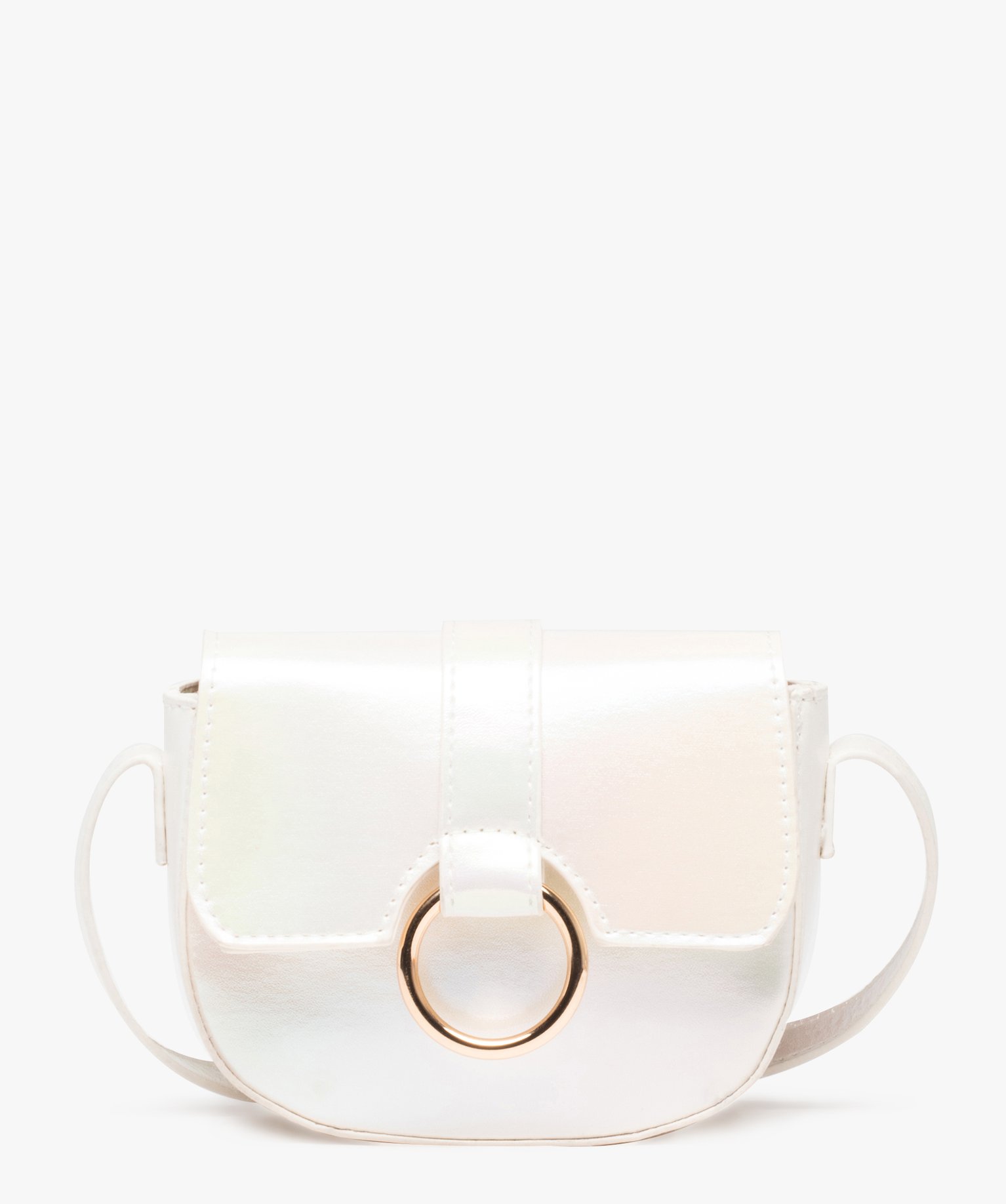Sac fille avec rabat à boucle métallique blanc | GEMO