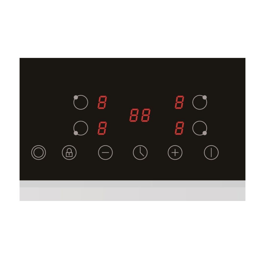 PKM Elektro-Kochfeld EB-C4-2KBTCG, Touch Control, Zweikreis- und Bräterzone, Kindersicherung