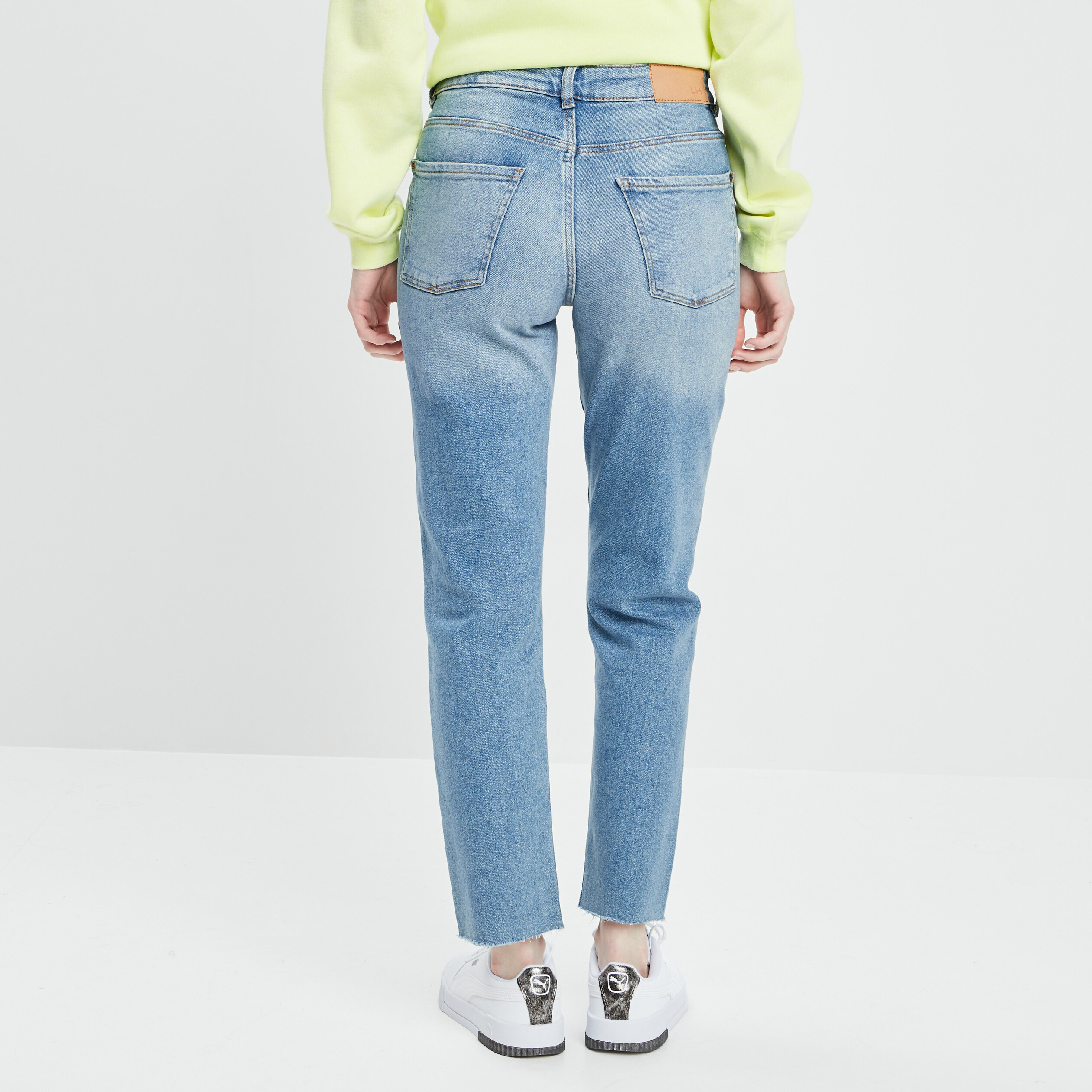 Jeans straight taille haute denim double stone femme | La Halle