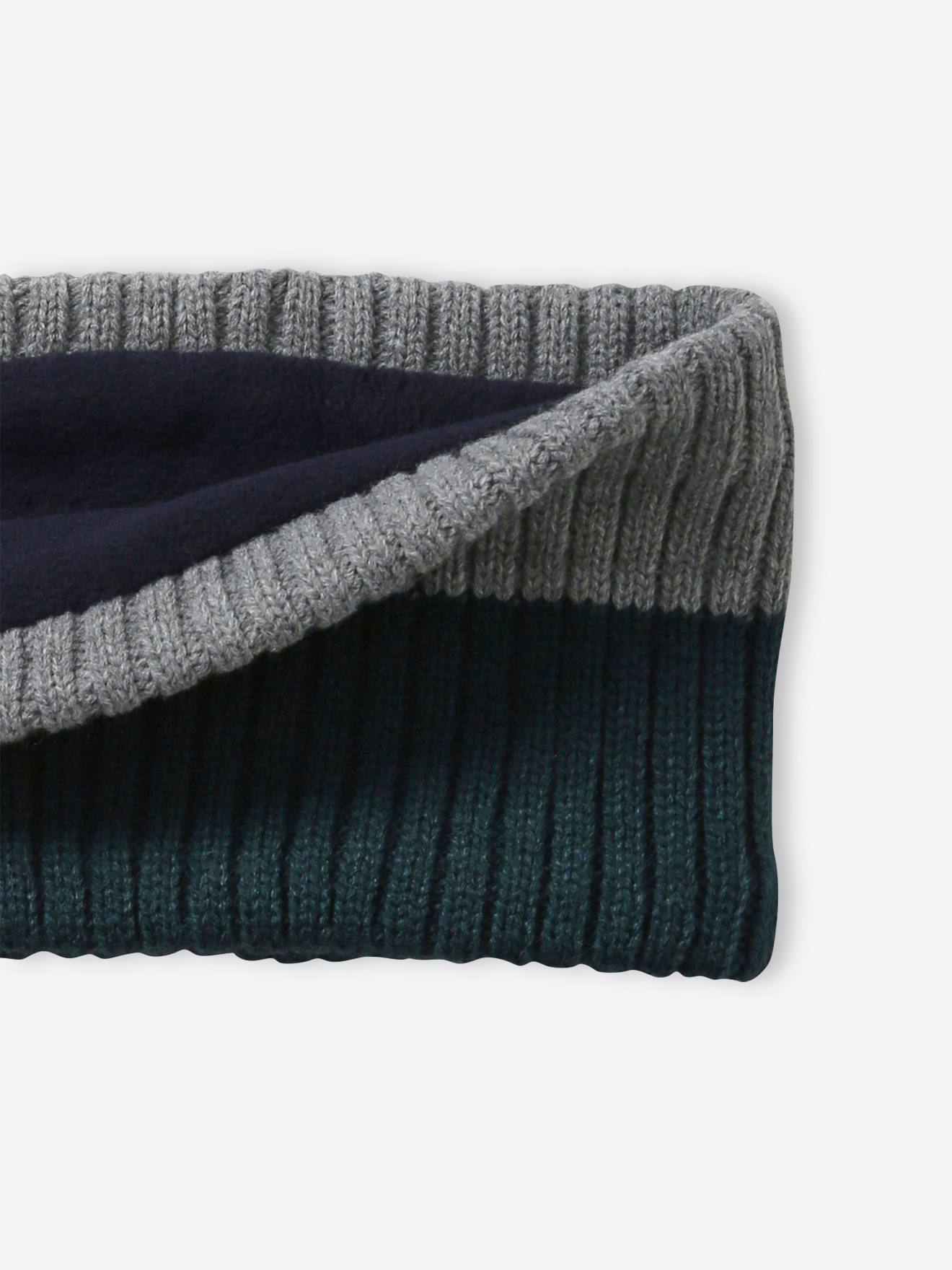 Snood bicolore garçon bleu ardoise