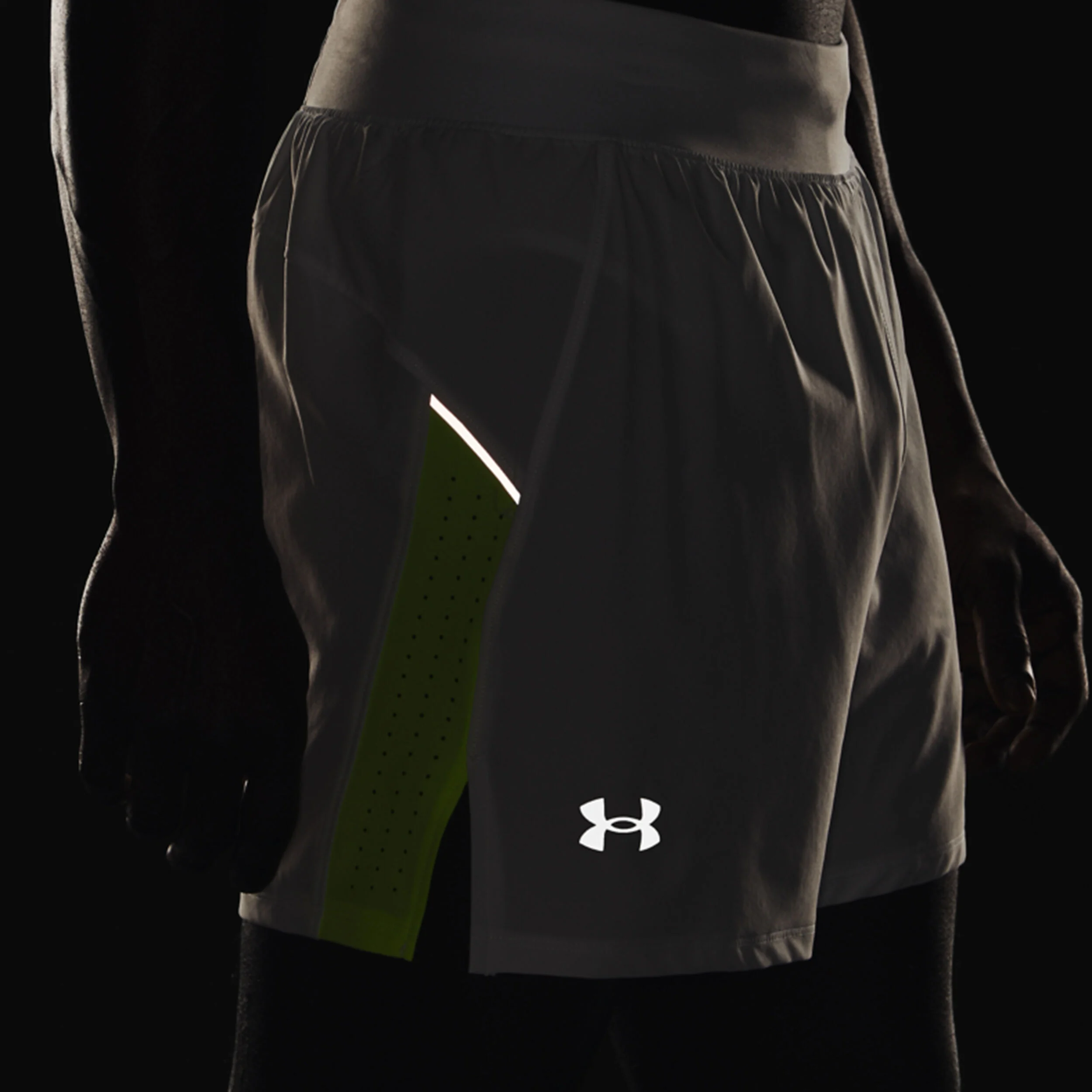 Launch Elite 5in Shorts Herren - Weiß, Neongelb