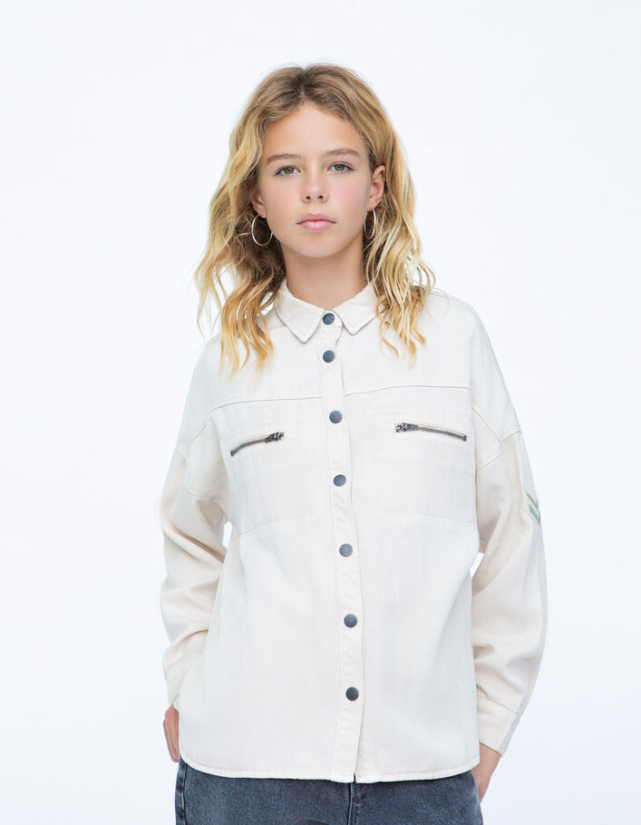 Chemise écrue Lyocell® à poches zippées fille