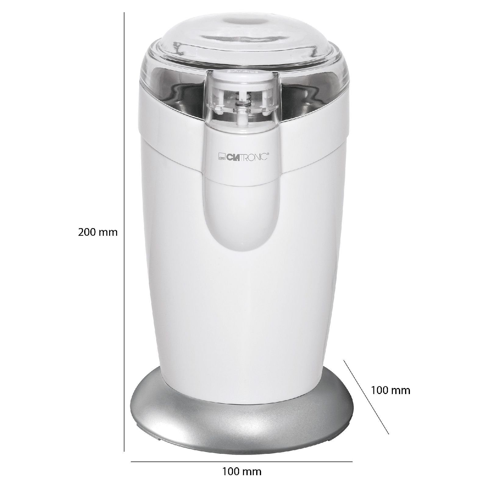 CLATRONIC Kaffeemühle CLATRONIC Edelstahl Kaffeemühle mit Schlagwerk 120 Watt KSW 3306 weiss