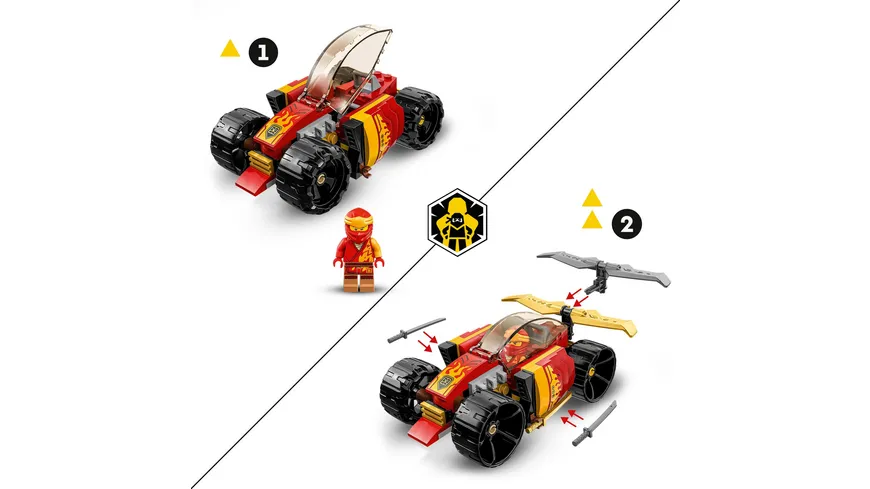 LEGO NINJAGO 71780 Kais Ninja-Rennwagen EVO Spielzeug mit Minifigur
