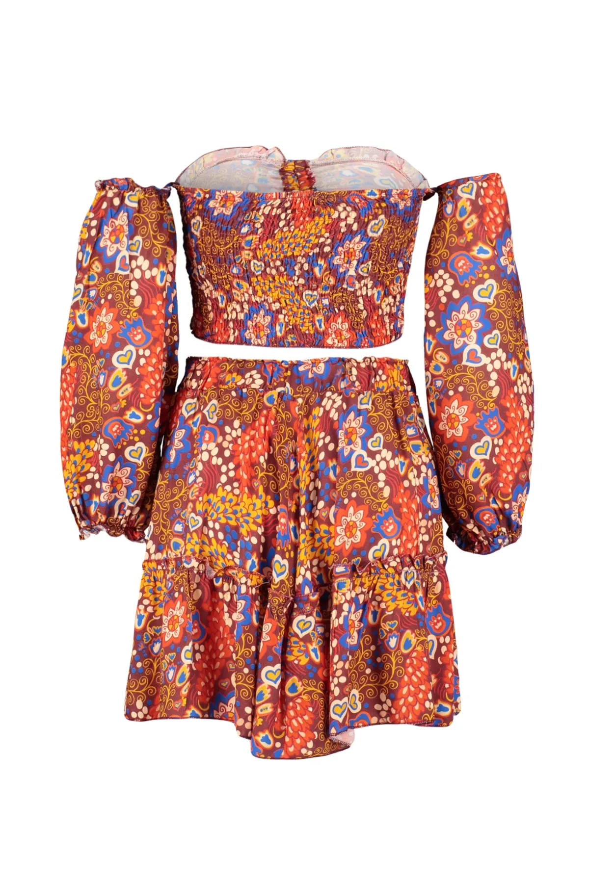 Trendyol Collection  Gewebtes Rüschenblusenrock-Set mit Blumenmuster TBESS21AU0539