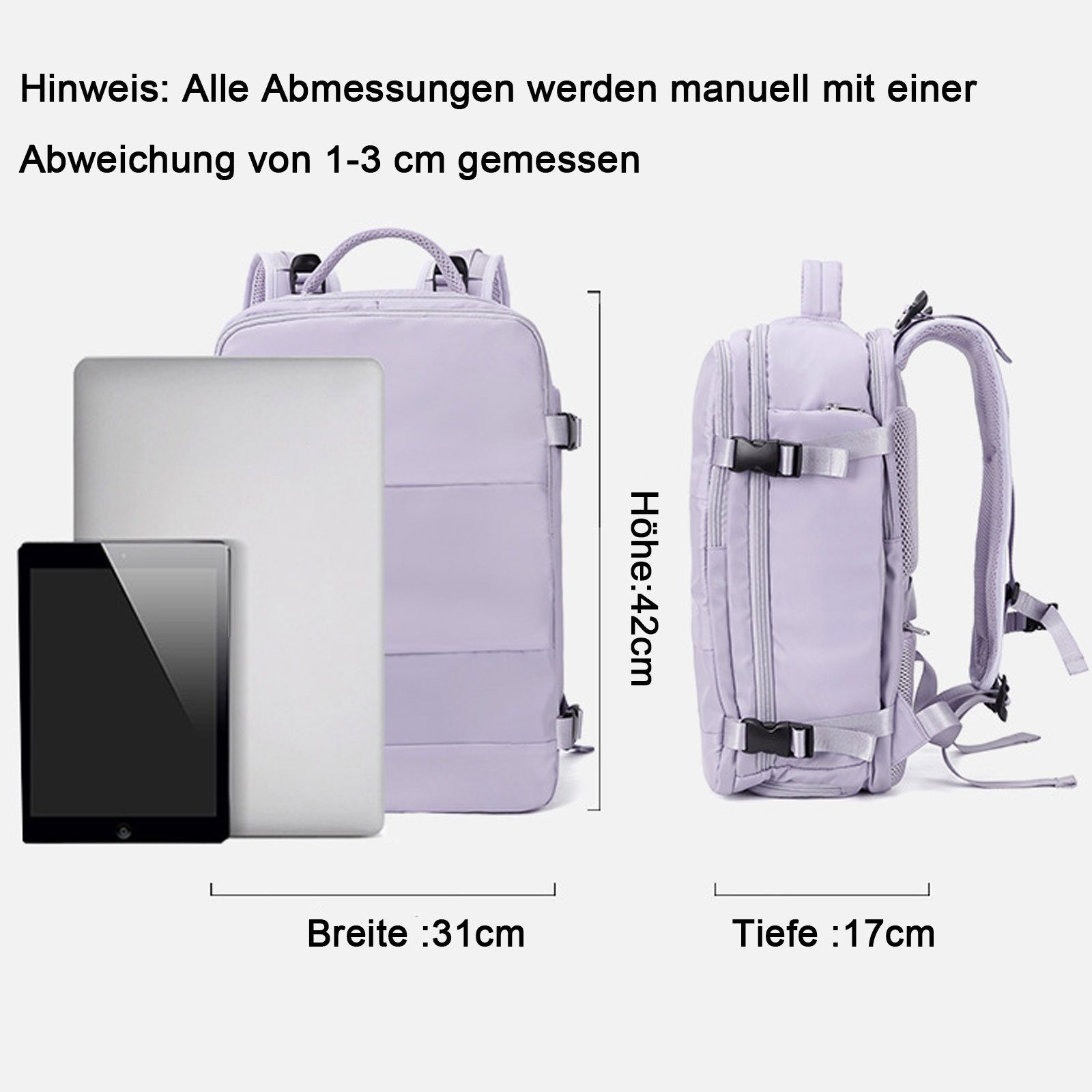 OKWISH Reiserucksack Freizeitrucksack Sportrucksack Reisen Rucksack Sporttasche Rucksäcke (Notebook Laptop Tasche Schule Uni Rucksack Handgepäck, Reisenrucksack, mit Schuhfach und Nasstasche, mit USB-Ladeanschluss), Schulrucksack Schultasche Weekende