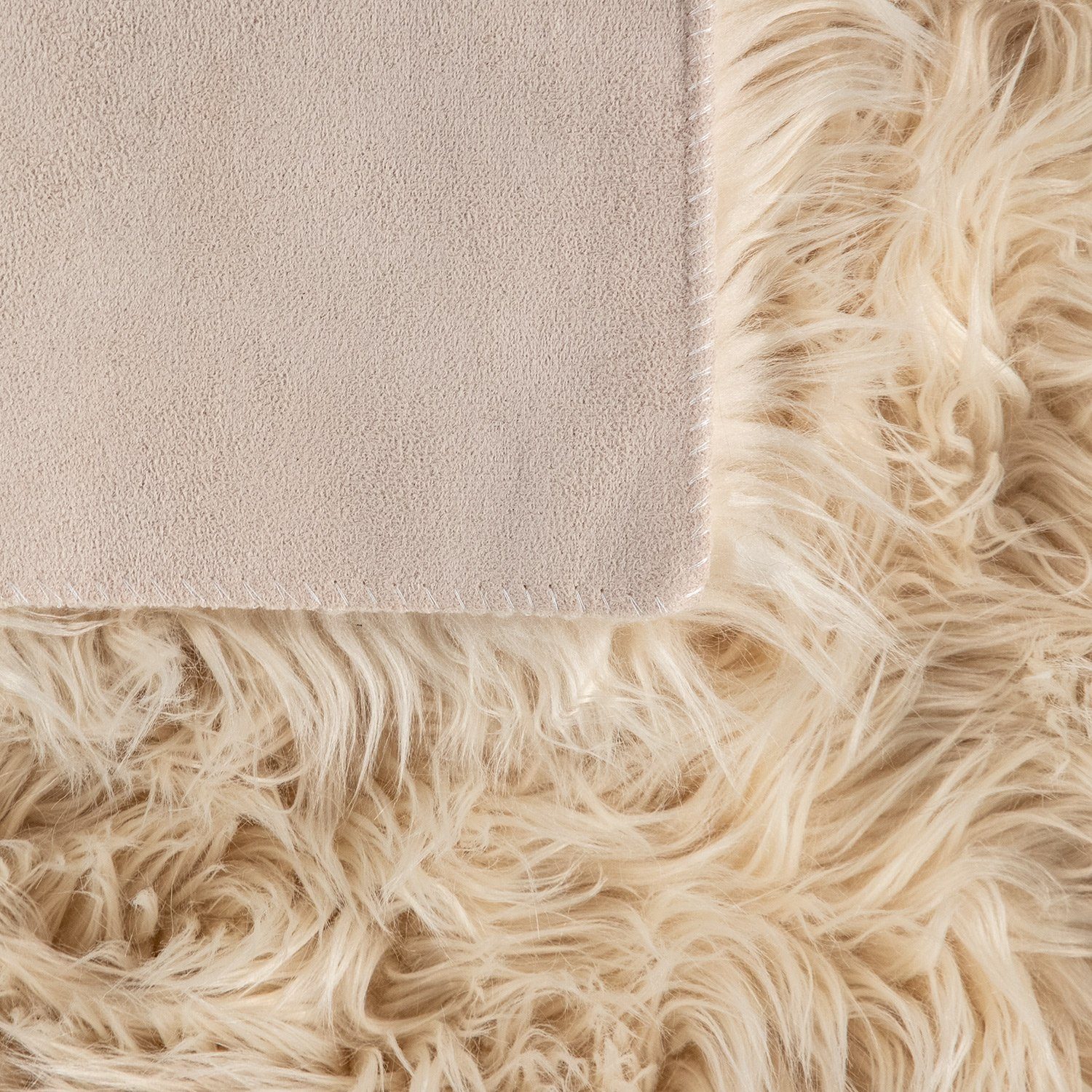 Fellteppich Wohnzimmer Hochflor Teppich Kunst-Fell Design, TT Home, rund, Höhe: 64 mm