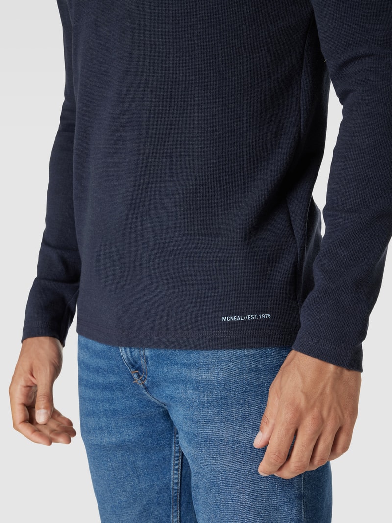 Longsleeve mit Label-Print in dunkelblau meliert