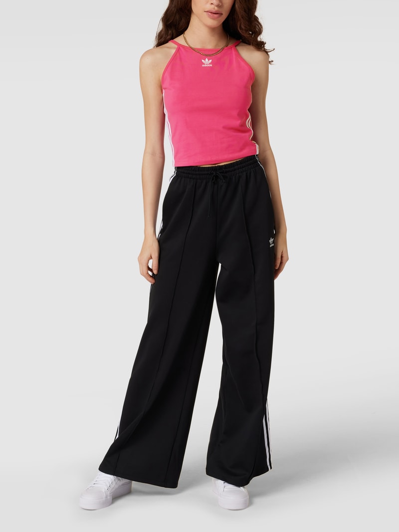 Crop Top mit Label-Streifen in pink