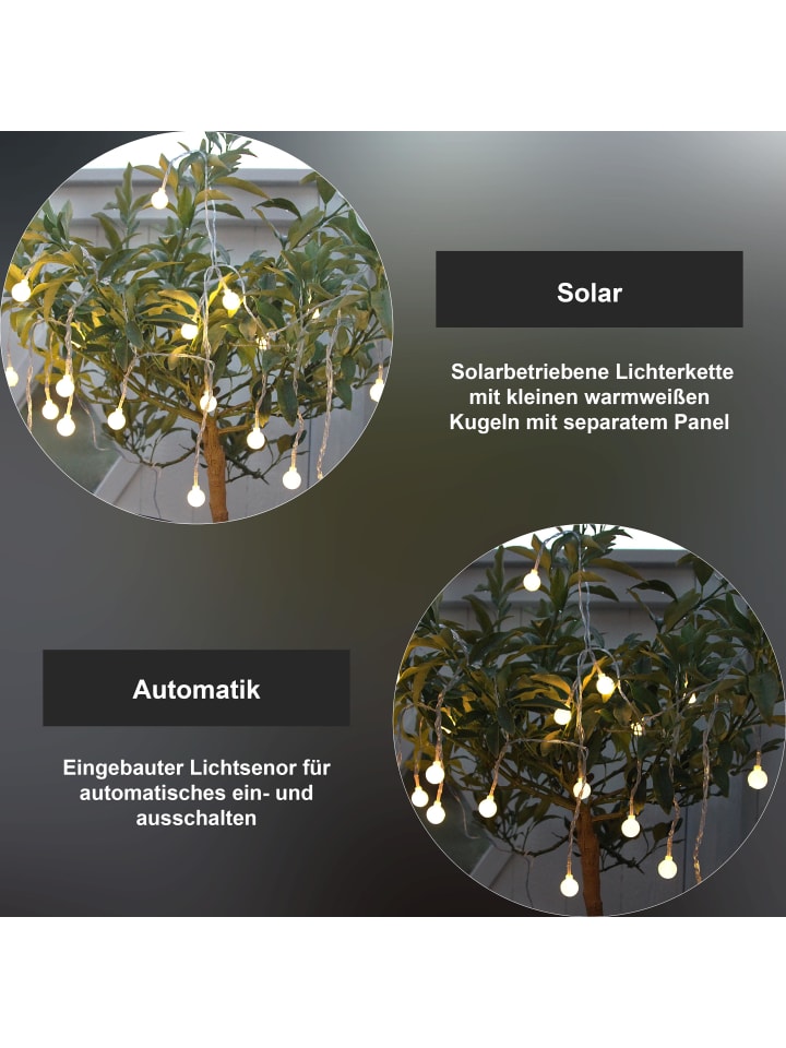 STAR Trading Solar LED-Lichterkette Globini außen, warmweiß, Batterie günstig kaufen onesize
