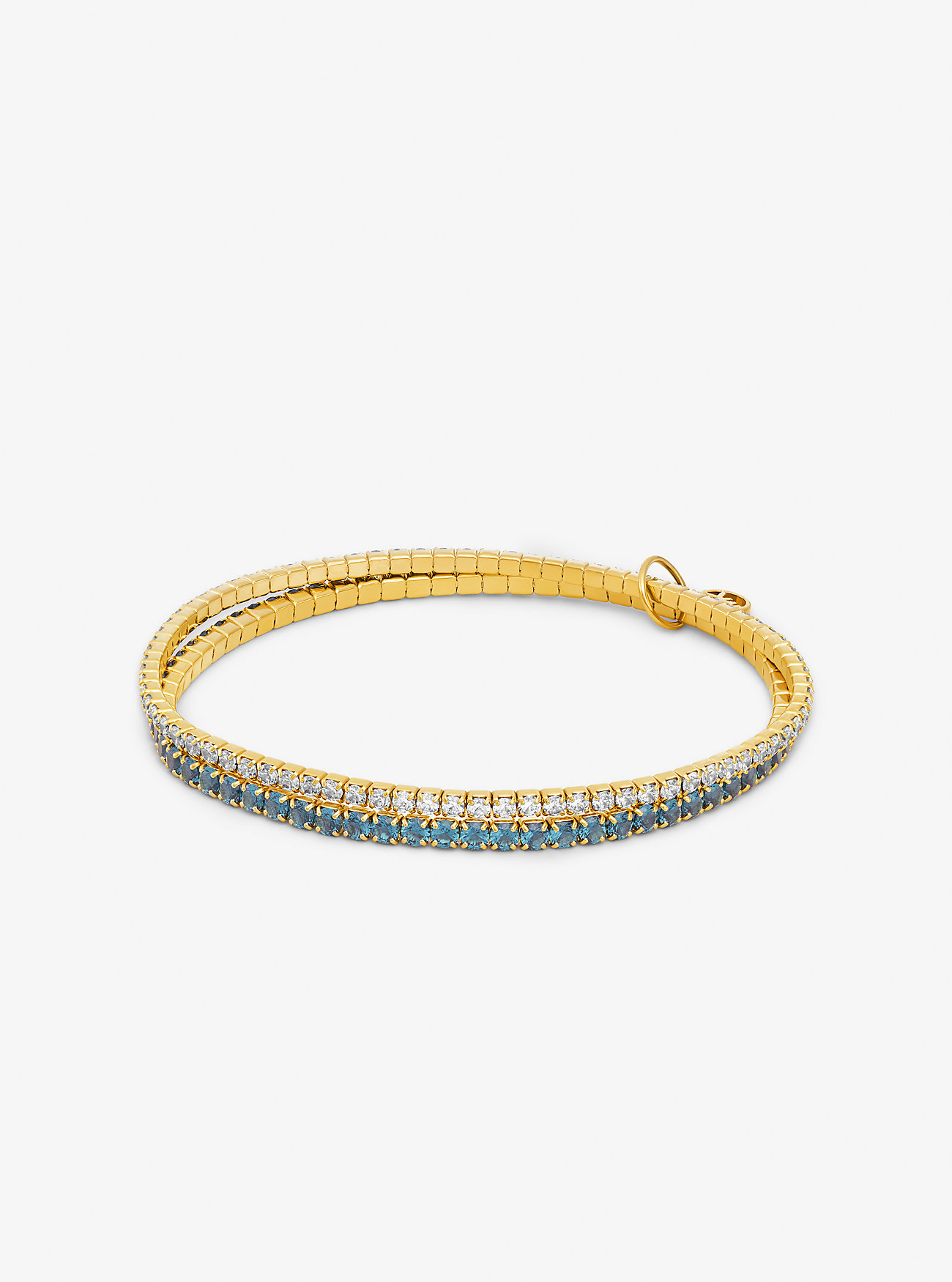 Bracciale tennis a doppio giro in ottone placcato metalli preziosi - TURCHESE