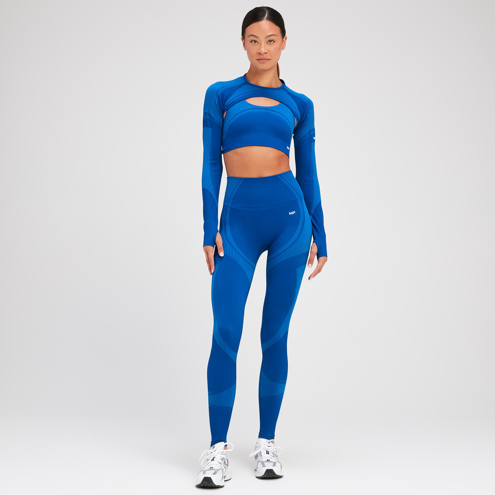 Crop top sans coutures à manches longues MP Tempo Ultra pour femmes – Bleu surf