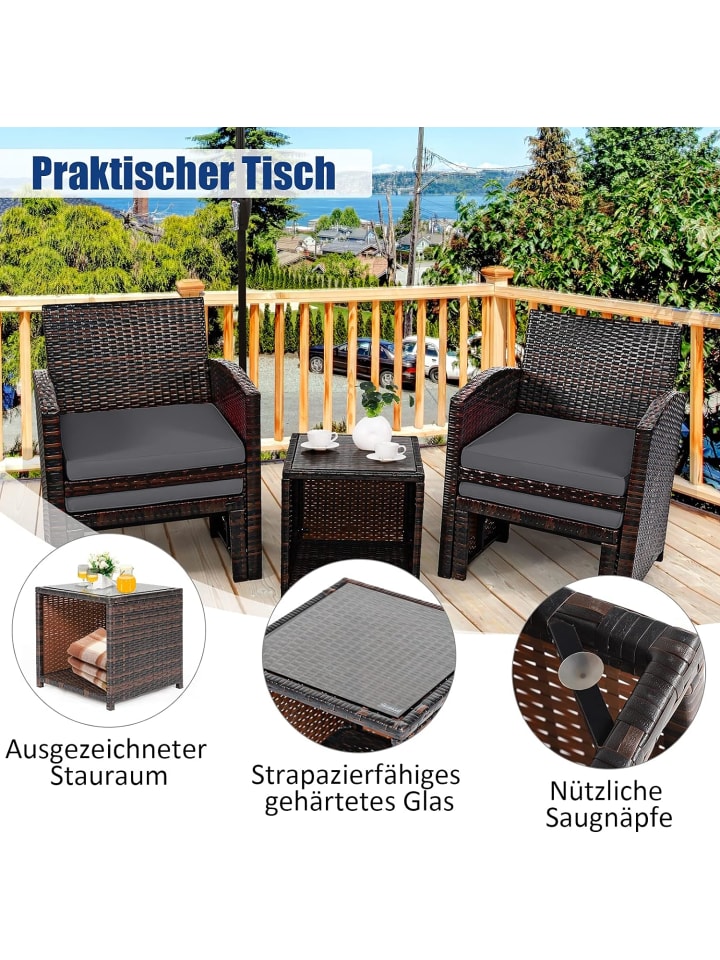 COSTWAY Gartenmöbel 5er Set in Grau günstig kaufen onesize