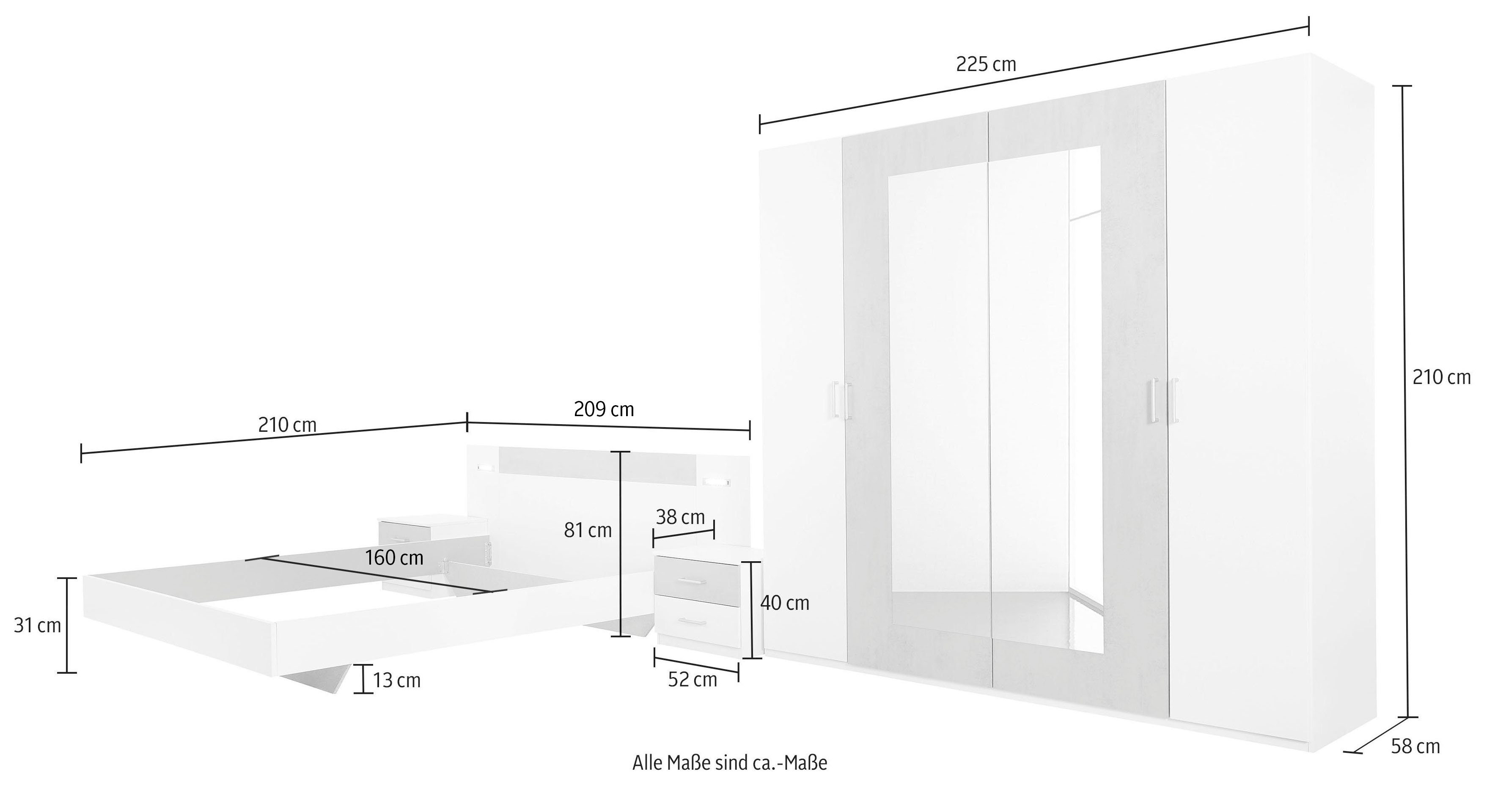 Wimex Schlafzimmer-Set Angie, (Set, 4-St)