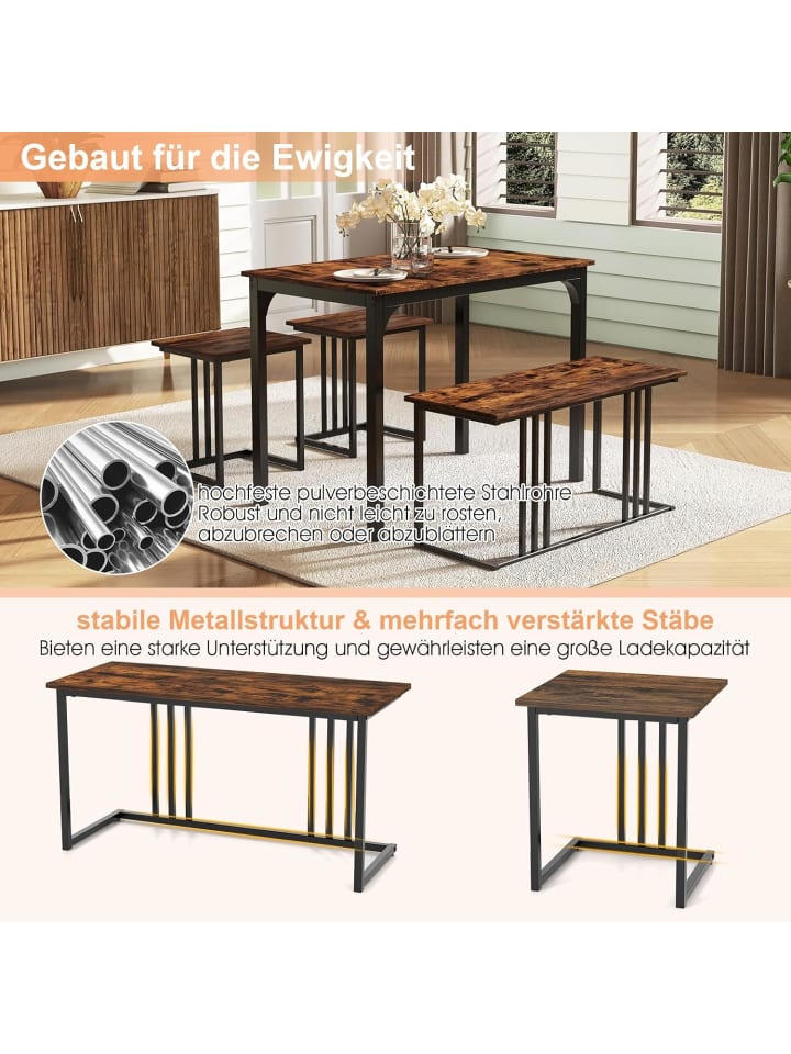 COSTWAY Esstisch 4er Set in Braun günstig kaufen onesize