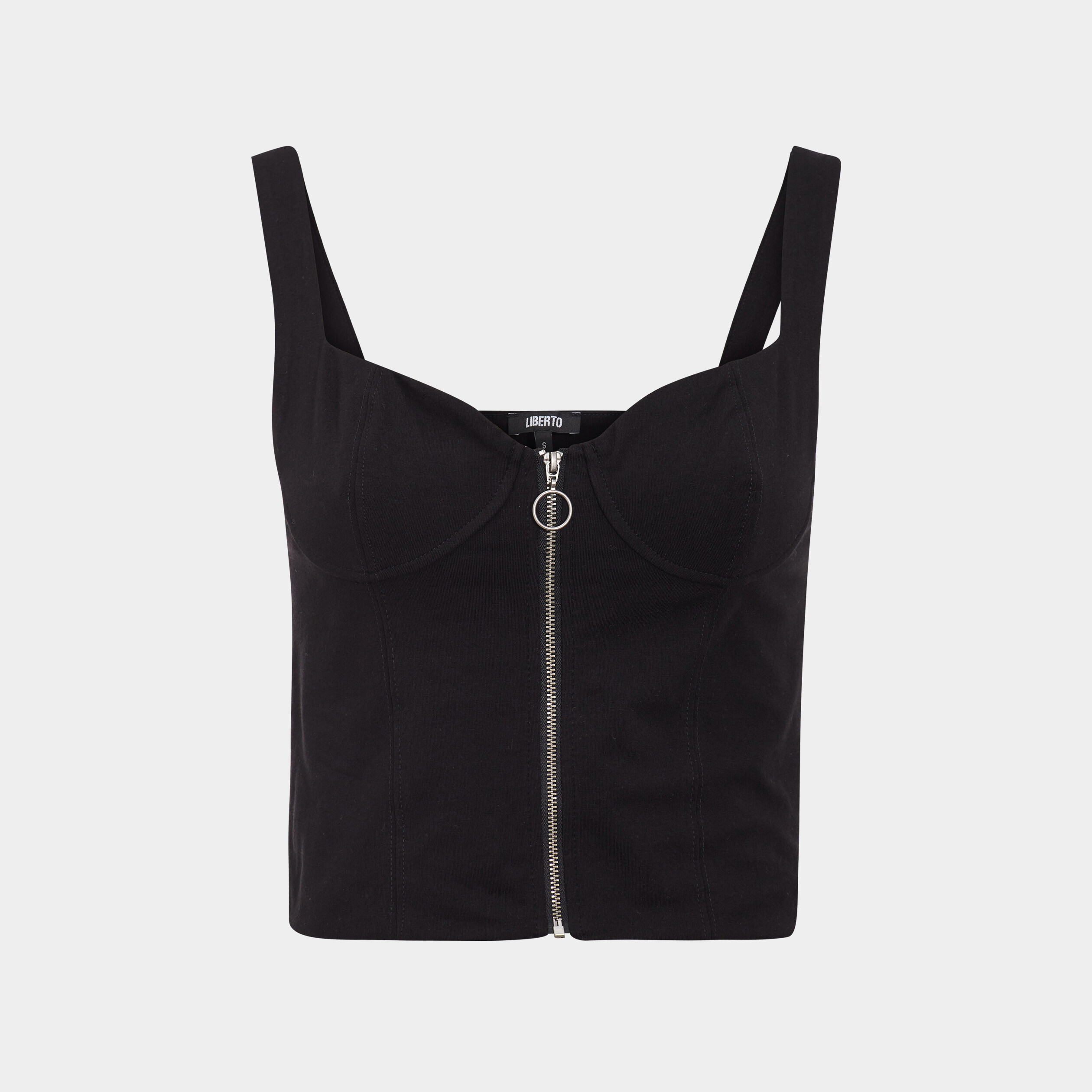 Débardeur zippé style corset noir femme | La Halle