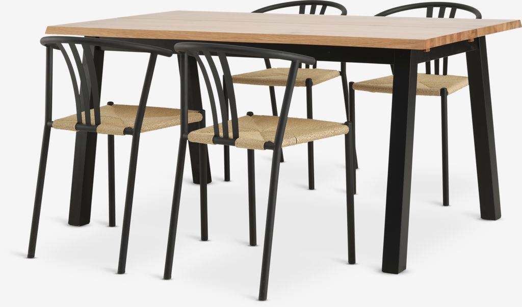 SKOVLUNDE JYDERUP SKOVLUNDE L160 eikebord 4 JYDERUP sort/naturlig