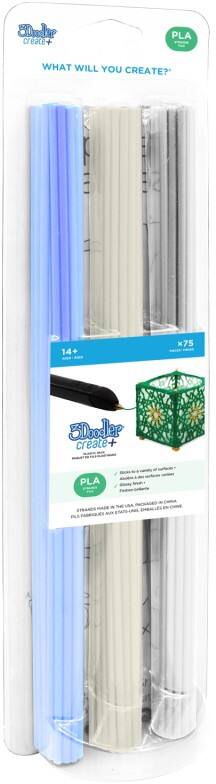 3Doodler Filament PLA (Polymilchsäure) 3 mm Transparent, Blau, Weiß PL-CLEAR-75