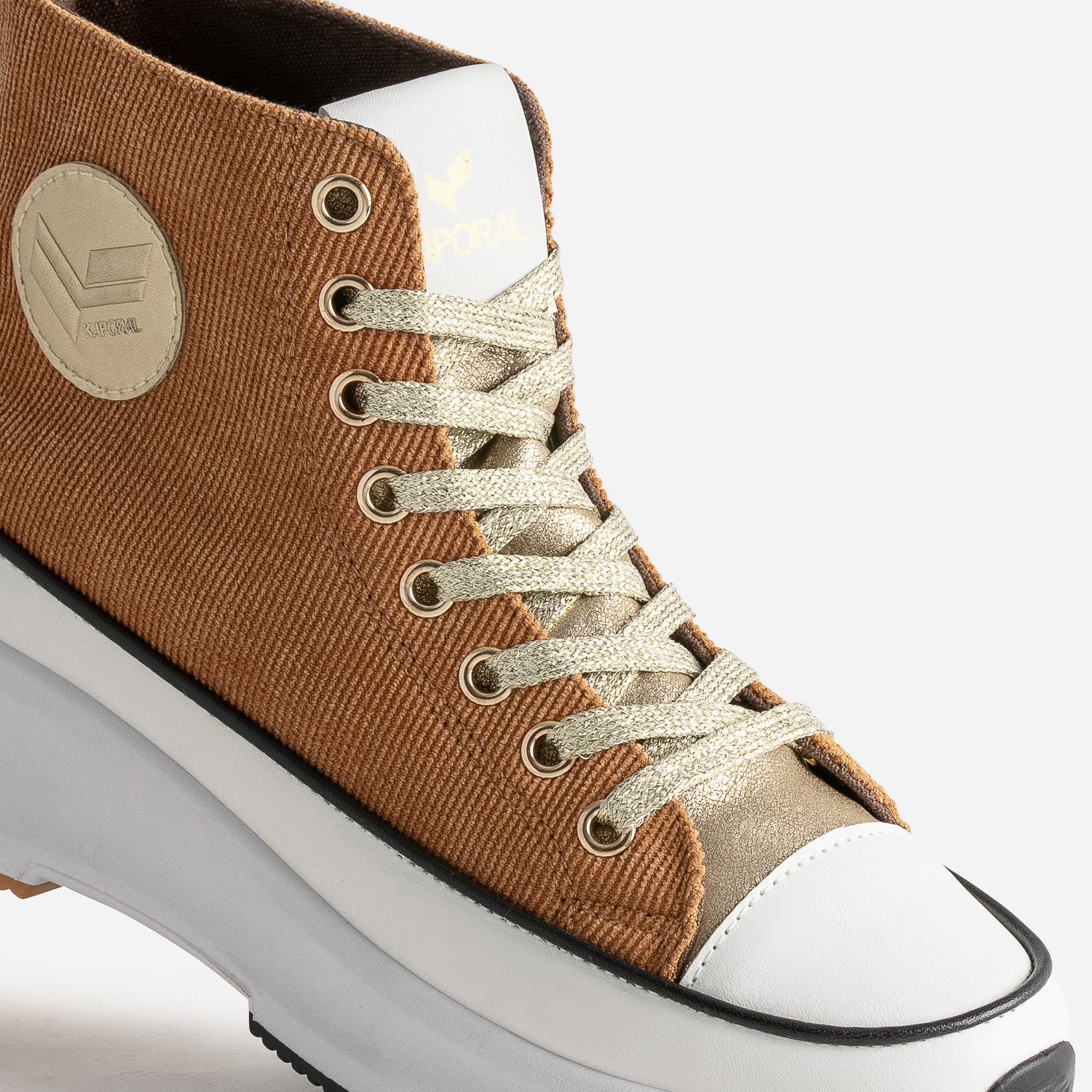 Basket KAPORAL camel velours à plateforme