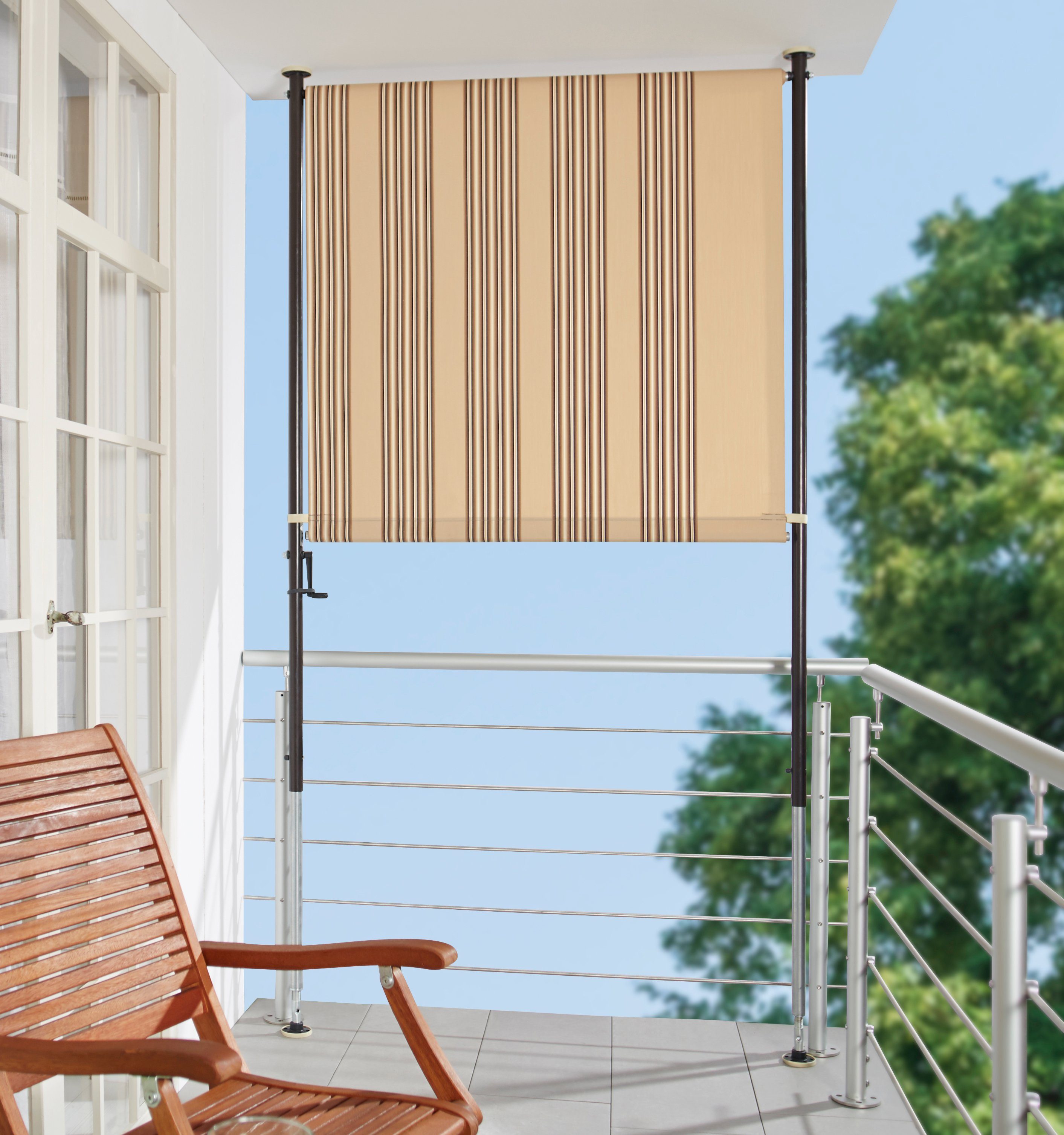 Angerer Freizeitmöbel Klemm-Senkrechtmarkise beige/braun, BxH: 150x225 cm