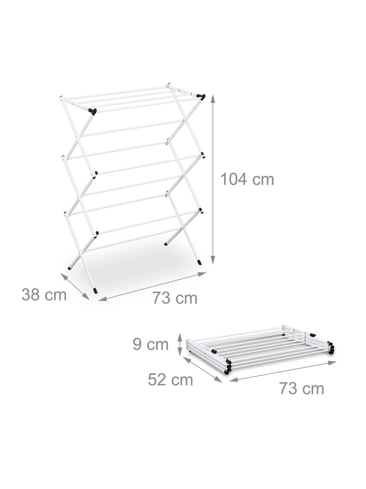 relaxdays Wäscheständer in Weiß - (B)73 x (H)104 x (T)38 cm günstig kaufen onesize