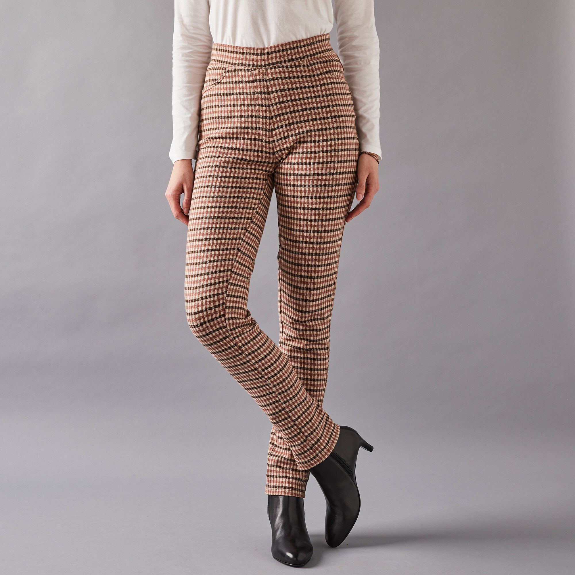 Jegging maille jacquard à carreaux