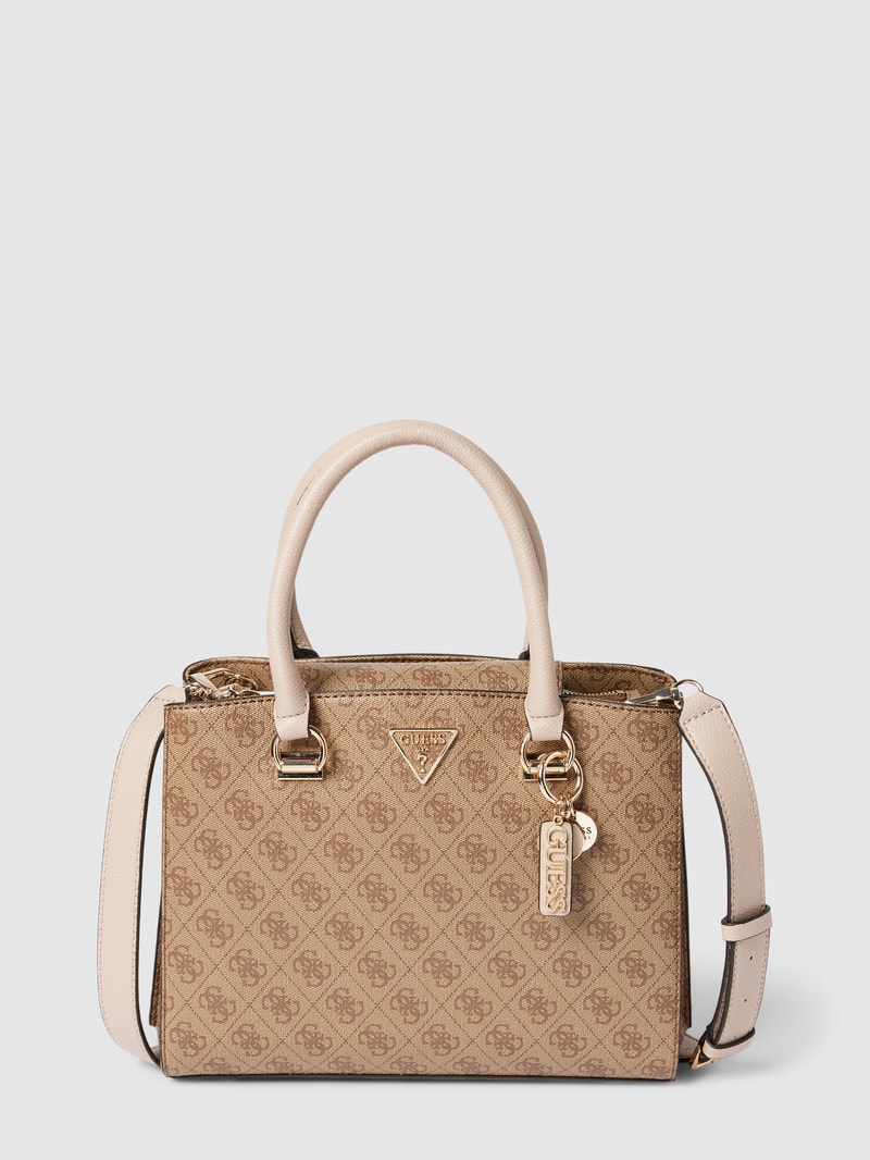 Satchel Bag mit Allover-Logo Modell 'NOELLE' in beige