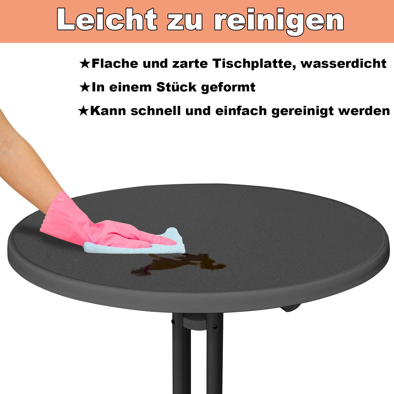 UISEBRT Stehtisch Stehtisch Klappbar Ø79cm Bistrotisch Rund Gärten Klapptisch 110cm Hoch, Bartisch Gastro für Outdoor Cafe Bistros Party