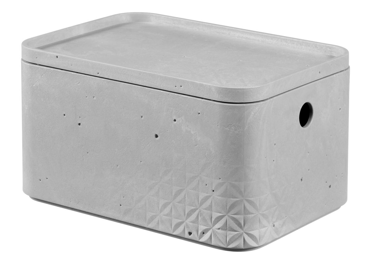 Curver 3-er Set BETON Box S mit Deckel hellgrau
