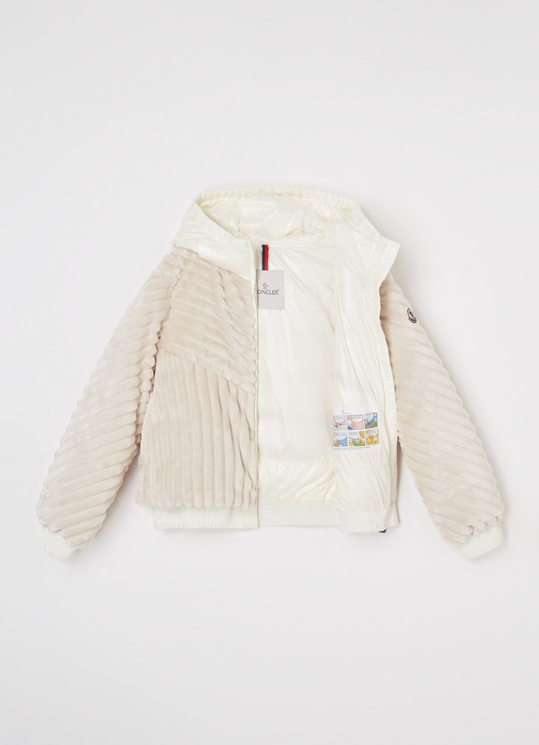 Jachetă matlasată Moncler Pedrix cu umplutură de puf și blană artificială.