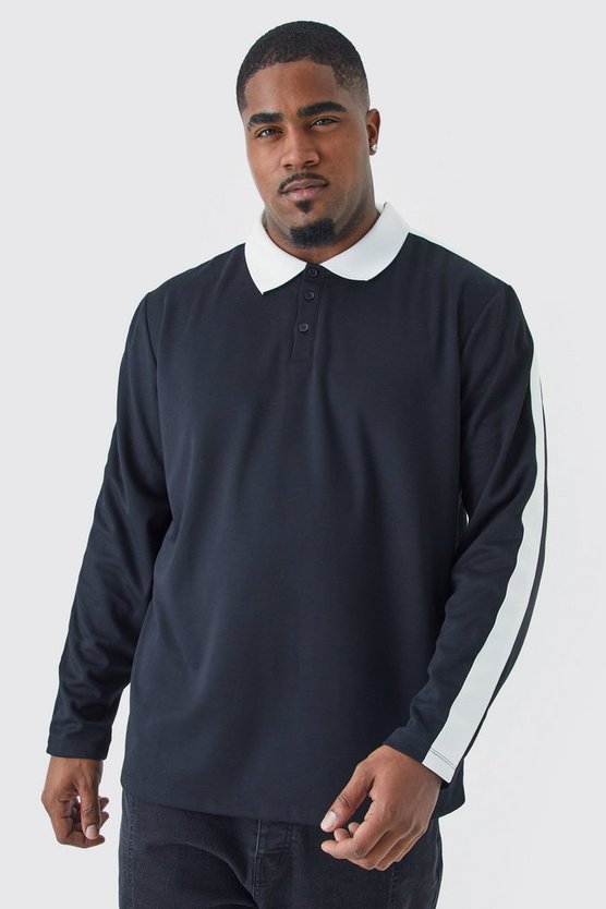 Plus langärmliges Slim-Fit Man Poloshirt