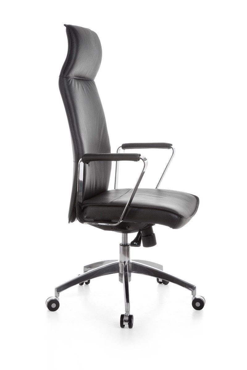 Amstyle Drehstuhl SPM1.137 (Echtleder Schwarz, Bürostuhl XXL 120 kg Modern), Schreibtischstuhl Drehbar, Chefsessel mit Armlehne